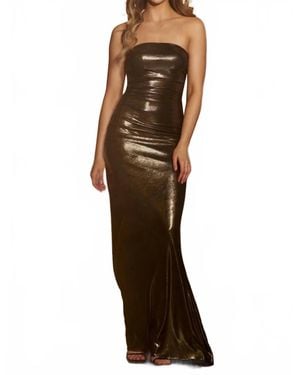 Sherri Hill Strapless Metallic Gown - Brown
