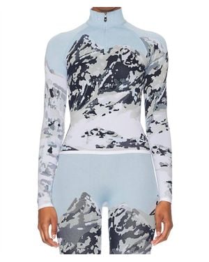 Perfect Moment Landscape 1/4 Zip Baselayer Top - Blue