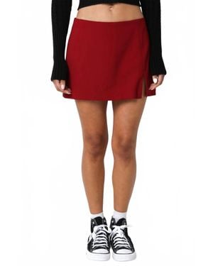 Olivaceous High Waist Slit Mini Skirt - Red