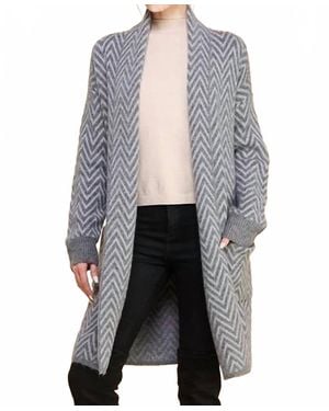 Allie Rose Heathered Chevron Shawl Cardigan - Gray