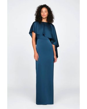 THEIA Karis Cape Column Gown - Blue