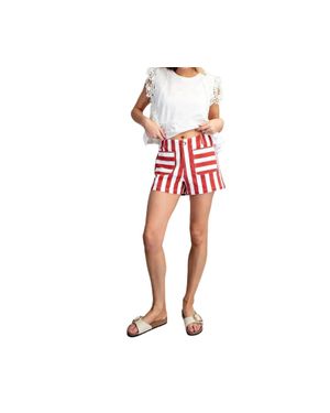 Eesome Sierra Striped Shorts - Red