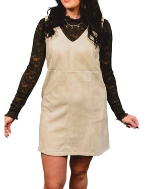 Mystree Suede Shift Dress - Natural