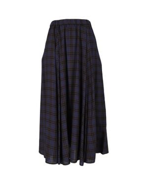 Aspesi Plaid Relaxed Flared Midi Skirt - Blue