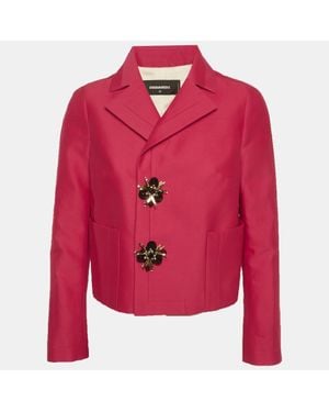 DSquared² Silk Blend Regular Fit Blazer - Pink