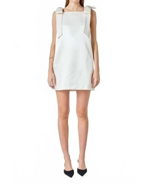 2.7 August Apparel Satin Bow Mini Dress - White
