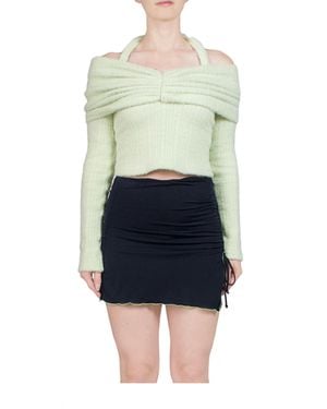 Siedres Ledi Off-The-Shoulder Ruched Knit Top - Blue