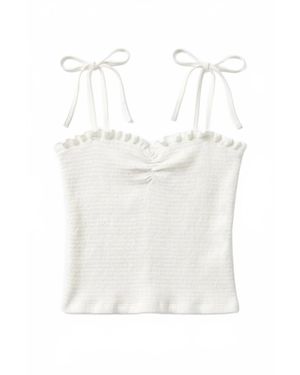 Theme Girls Georgia Satin Smocked Top - White
