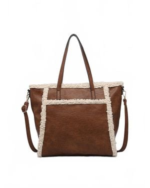 Jen & Co. Lulu Sherpa Trim Tote Bag - Brown