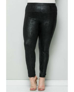 See And Be Seen Faux Suede Snake Skin Plus Leggings - Black
