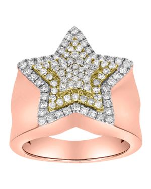 LuvMyJewelry Star Studded Bling 14K Rose Two Tone Star Ring - Pink