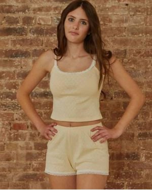Theme Lizzie Pointelle Tank - Brown
