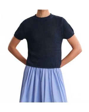 525 America Roll Edge Short Sleeve Sweater - Blue