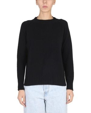 Stefano Mortari Cross-Neck Wool Jersey Sweater - Black