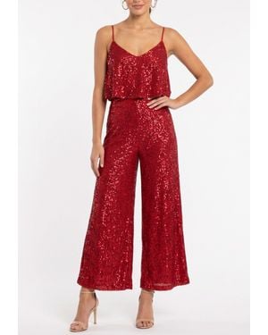 Rachel Roy Sequin Tara Ruffle Jumpsuit - Red