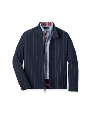 Paul Fredrick Wool Blend Stripe Bomber Jacket - Blue