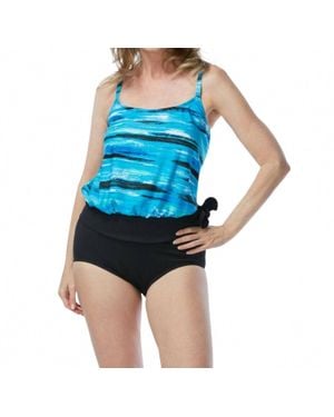 Gabar Treading Water Blouson Tankini Set - Blue