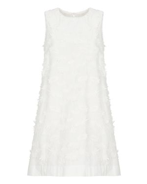 P.A.R.O.S.H. Cotton Mini Dress With Relief Floral Embroidery - White