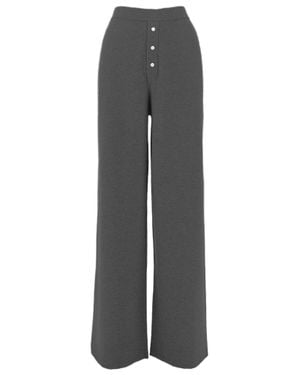 Guest In Residence Straight Fit Cashmere Pants With Decorative Buttons - Gray