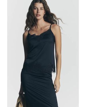 ALIGNE Eme Lace-Trim Satin Cami - Blue
