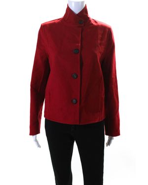 Ferragamo Wool Button Collar Long Sleeve Jacket - Red