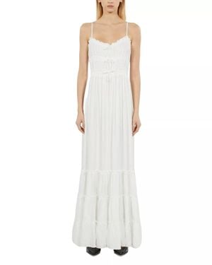 The Kooples Shirred Bow Maxi Dress - White