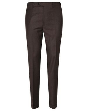 Berwich Retro Long Wool Pied De Poule Pants - Gray