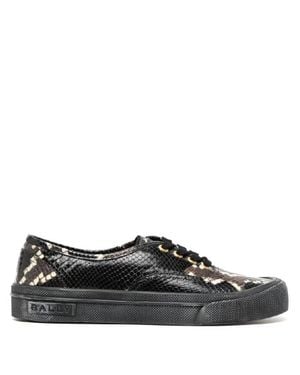 Bally Lyder Snakeskin-Effect Low-Top Sneakers - Black