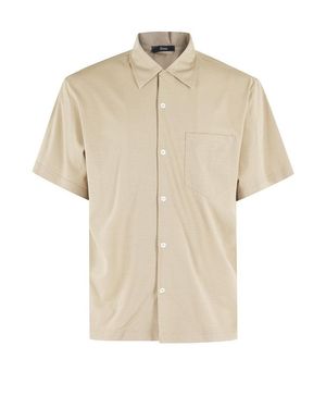 Herno Short-Sleeved Jersey Shirt With Classic Collar - Natural