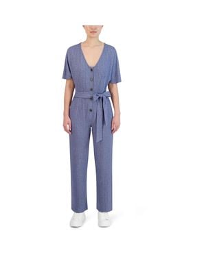 BCBGeneration Knit Tie Front Jumpsuit - Blue