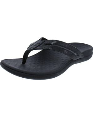 Vionic Kalise Leather Slip On Thong Sandals - Black