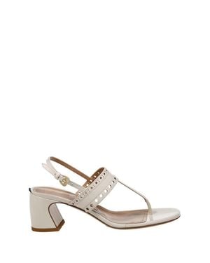 A. BOCCA Perforated Leather Sandals - White