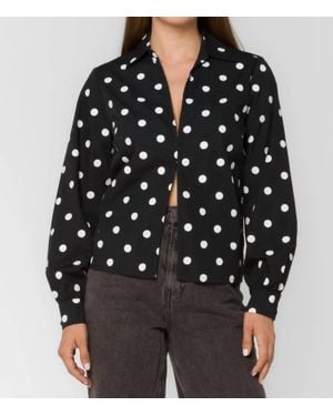 Velvet Heart Carrisa Long Sleeve Polka Dots Top - Black