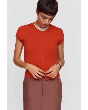 Maeve Coco Short-Sleeve Cardigan - Red