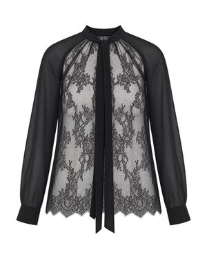 Liu Jo Floral Lace Detail Blouse - Black