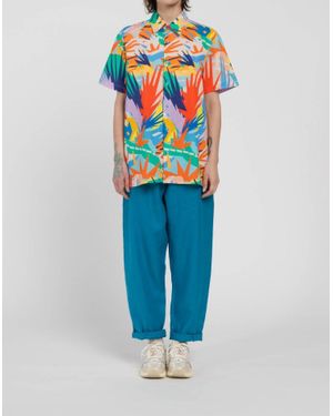 LĀU Peppe Printed Cotton Shirt - Blue