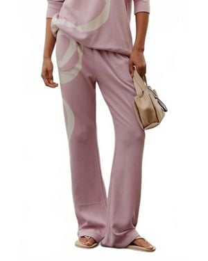 LoveShackFancy Elma Lace Bow Sweatpants - Red