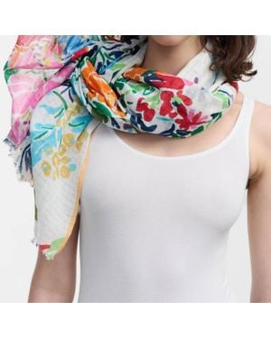 Epice Floral Cotton Scarf - Blue