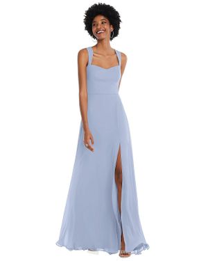 After Six Contoured Wide Strap Sweetheart Maxi Dress - Blue
