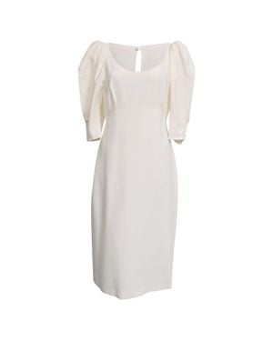 KHAITE Puff Sleeve Midi Dress - White