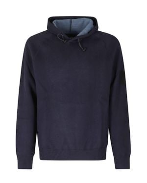 OUTHERE Darkpine Logo Patch Wool-Cotton Hoodie - Blue