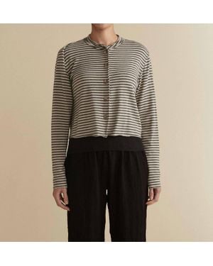 cut-loose Stripe Crop Cardigan Top - Black