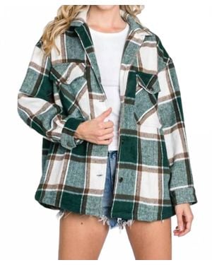 Hailey & Co Going Camping Plaid Shacket - Green