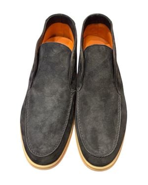 Andrea Ventura Firenze Suede High Loafers W/ Rubber Soles - Gray