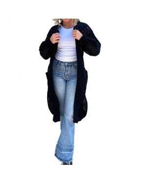 Blakeley Crochet Knit Cardigan - Blue