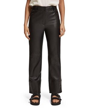 Scotch & Soda Straight Leg Leather Pant - Black
