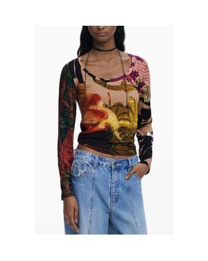Desigual Elastane Top - Brown