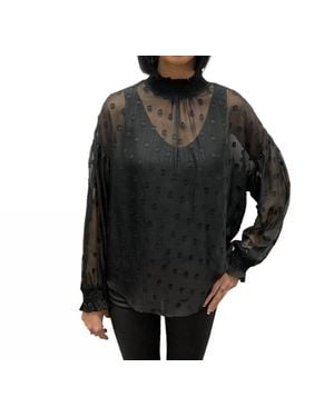 The Korner Polka Dot Sheer Blouse - Black