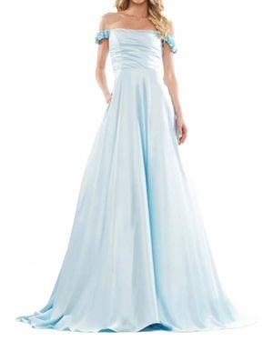 Colors Dress Elegant Off-Shoulder Gown - Blue