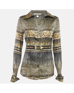 Roberto Cavalli Printed Satin Shirt - Green